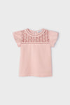 Camiseta guipur rosa niña