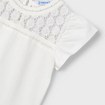 Camiseta guipur blanca niña