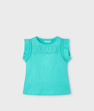 Camiseta tirantes perforados niña