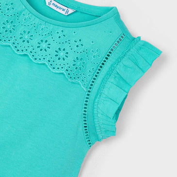 Camiseta tirantes perforados niña