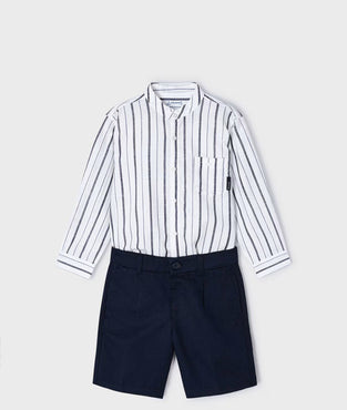 Conjunto bermuda camisa manga larga niño