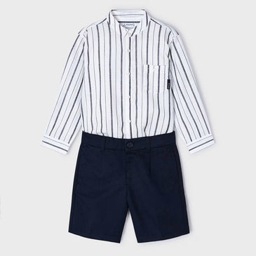Conjunto bermuda camisa manga larga niño
