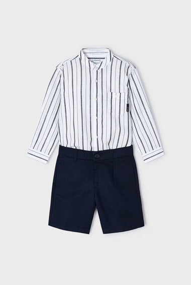 Conjunto bermuda camisa manga larga niño