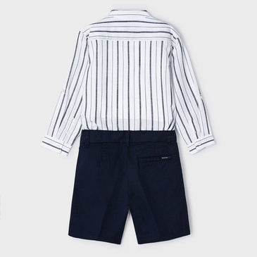 Conjunto bermuda camisa manga larga niño