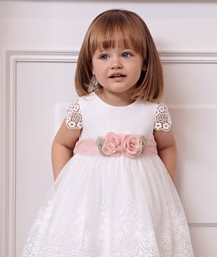 Vestido tul bordado guipur