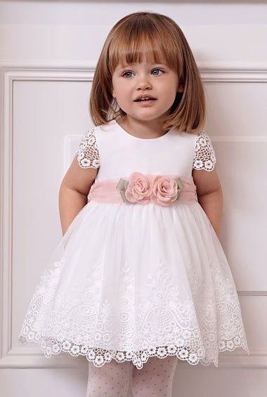 Vestido tul bordado guipur