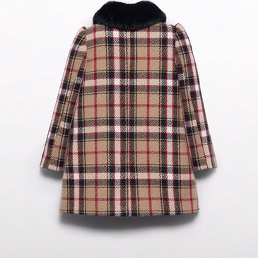 Abrigo cuadros cuello pelo niña