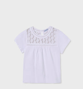 Camiseta combinada guipur niña