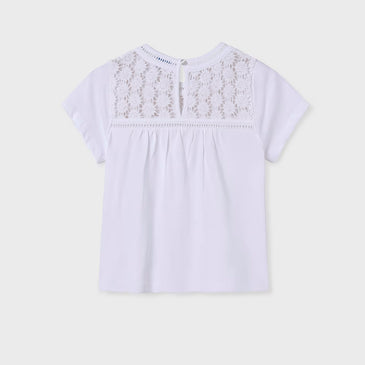 Camiseta combinada guipur niña