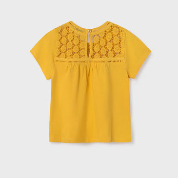 Camiseta combinada guipur niña