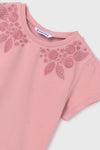 Camiseta bordado flores niña