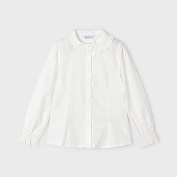 Blusa popelin blanca niña