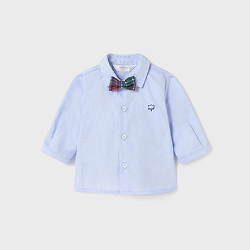Camisa manga larga azul con pajarita niño