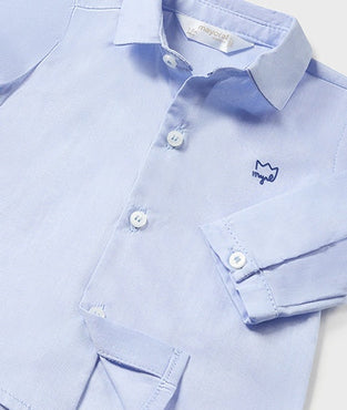 Camisa manga larga azul con pajarita niño